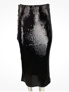 Truth By Republic Sz M All Over Sequin Midi Pencil Cocktail Party Skirt Black